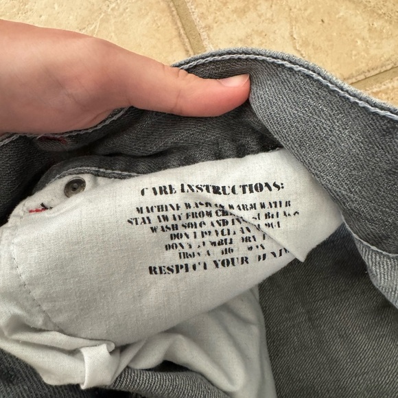 VINTAGE Y2K Raw Blue Smack Denim Jeans Mens 34 Shorts Streetwear Baggy Grunge - Picture 5 of 6